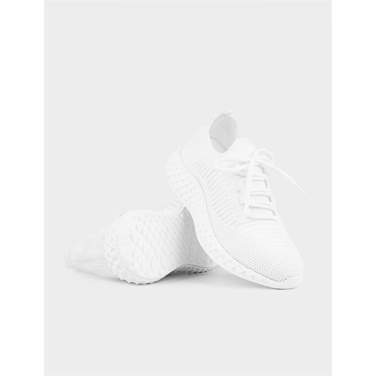 White Lace-Up Women's Sneakers