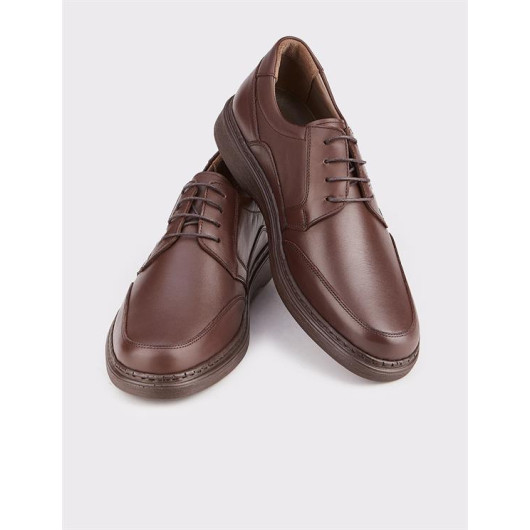 Men's Genuine Leather Lace-Up Brown Casual Shoes