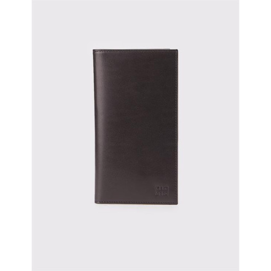 Men's Genuine Leather Stitch Detail Black Card Holder