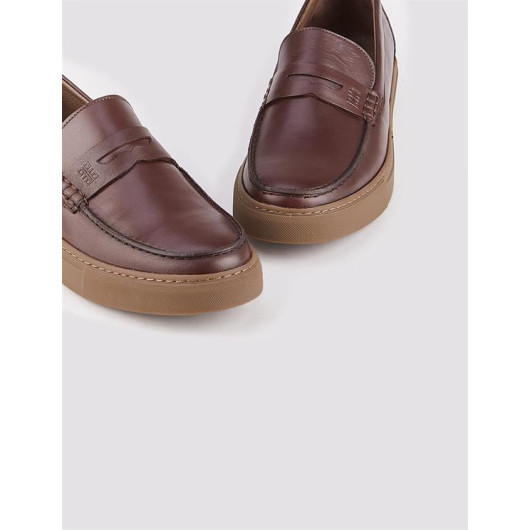 Men's Genuine Leather Winter Brown Loafer Shoes