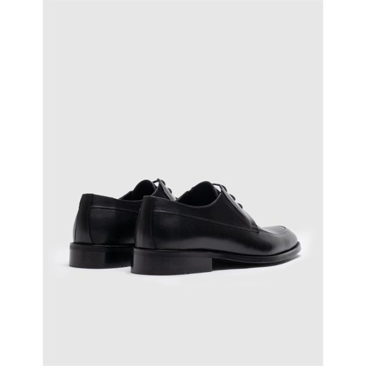 Men's Genuine Leather Classic Black Lace-Up Shoes