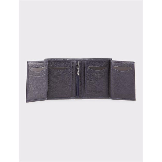 Men's Genuine Leather Navy Blue Wallet