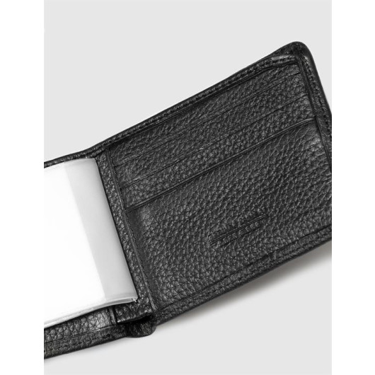 Men's Genuine Leather Black Elastic Wallet