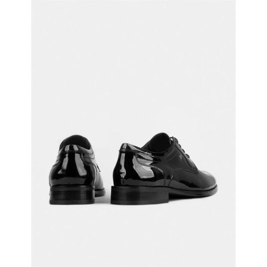 Men's Patent Leather Genuine Leather Black Lace-Up Classic Shoes