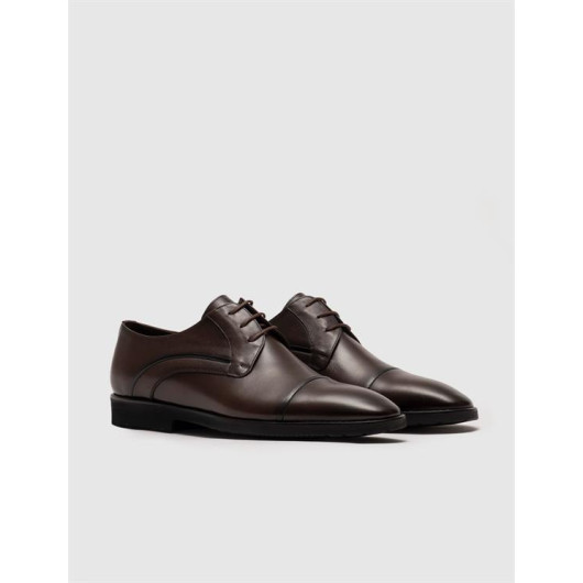 Eva Sole Genuine Leather Brown Laced Men's Classic Shoes