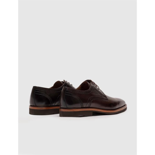 Genuine Leather Lace-Up Brown Men's Shoes