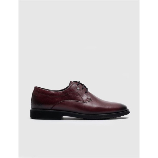 Genuine Leather Claret Red Laced Men's Casual Shoes