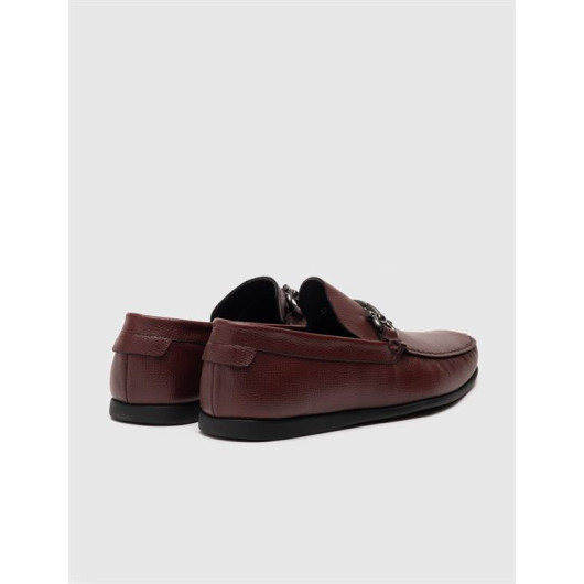 Genuine Leather Claret Red Men's Loafers