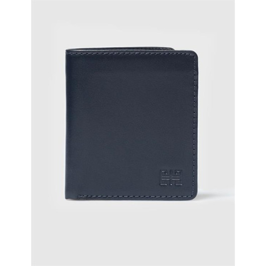 Genuine Leather Men's Navy Blue Wallet