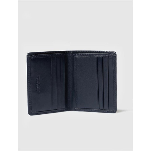 Genuine Leather Men's Navy Blue Wallet