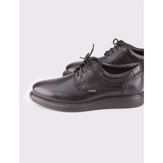 Genuine Leather Eva Sole Black Lace-Up Men's Casual Shoes