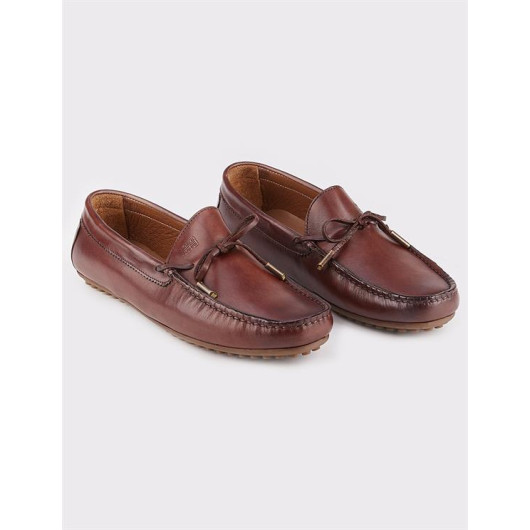 Genuine Leather Bow Brown Men's Shoes