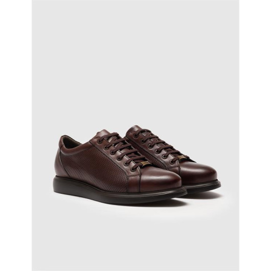Genuine Leather Brown Lace Up Men's Casual Shoes