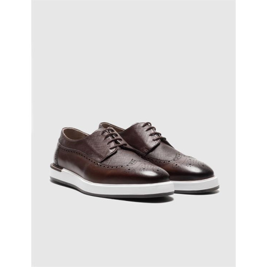 Genuine Leather Brown Lace Up Men's Casual Shoes