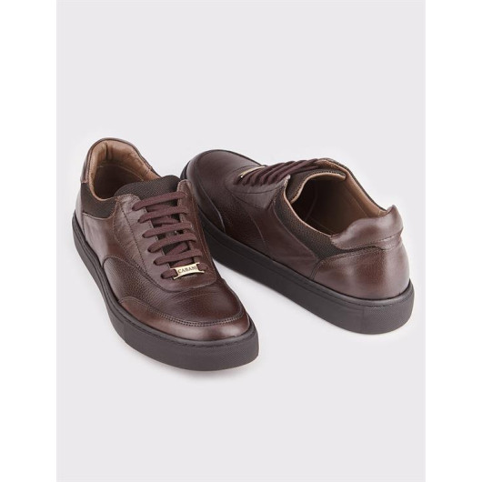 Genuine Leather Brown Lace-Up Men's Sports Shoes