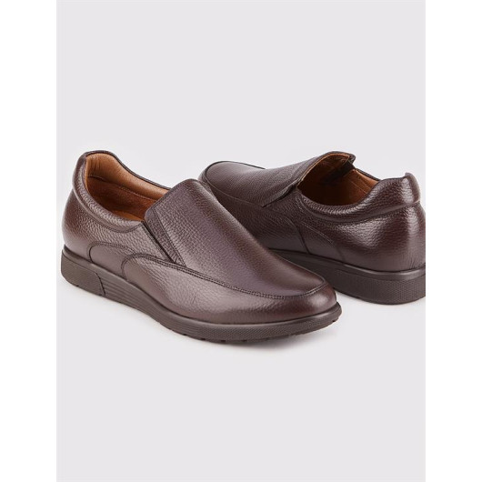 Genuine Leather Rubber Sole Brown Men's Casual Shoes