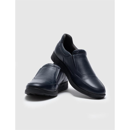 Genuine Leather Navy Blue Men's Shoes