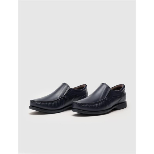 Genuine Leather Navy Blue Men's Casual Shoes