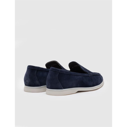 Genuine Leather Navy Blue Suede Men's Casual Shoes