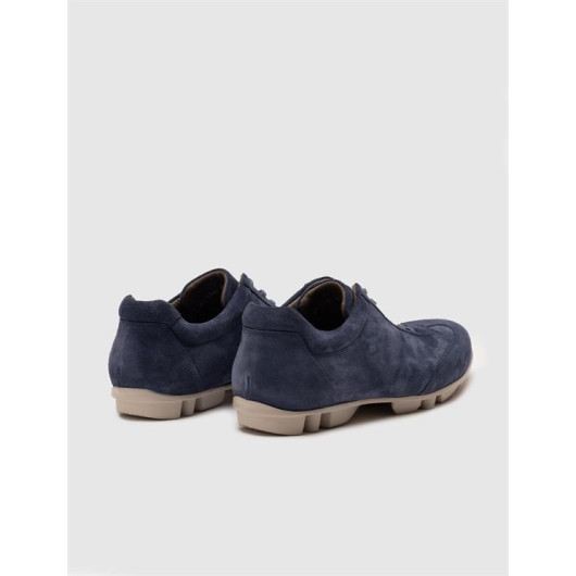 Genuine Leather Blue Suede Laced Men's Casual Shoes