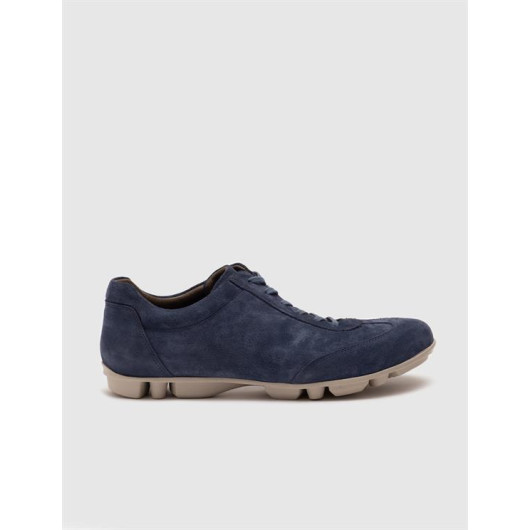 Genuine Leather Blue Suede Laced Men's Casual Shoes