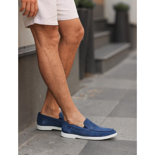 حذاء رجالي رسمي جلد طبيعي مدبوغ أزرق