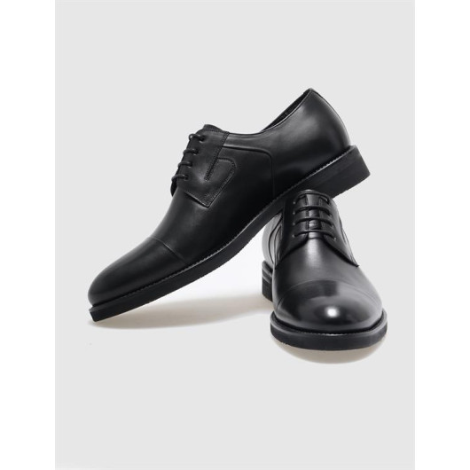 حذاء رسمي رجالي جلد طبيعي أسود موديل كلاسيك
