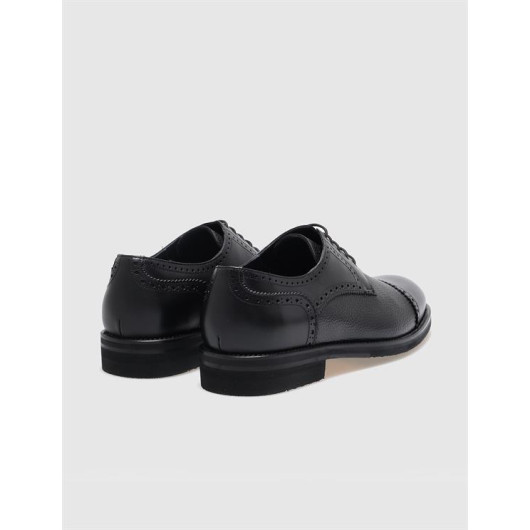حذاء رسمي رجال جلد طبيعي أسود برباط