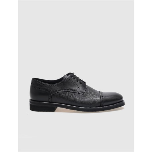 Genuine Leather Black Lace-Up Men's Classic Shoes