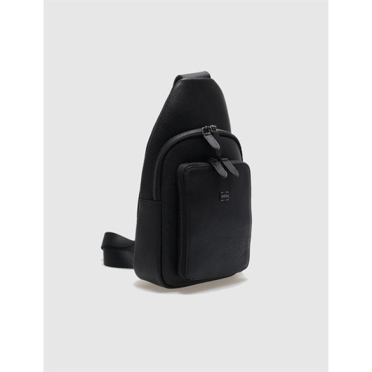 Genuine Leather Black Crossbody Bag