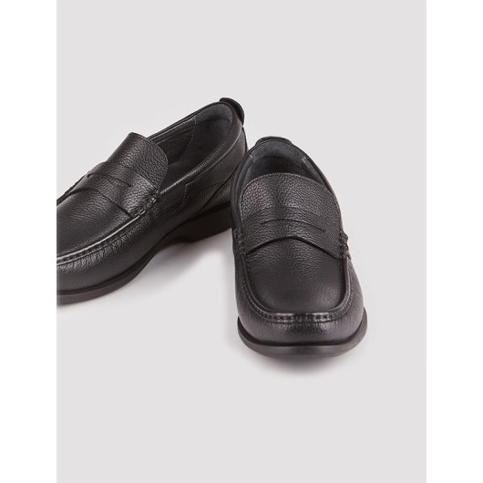 Genuine Leather Black Men's Casual Loafer Shoes