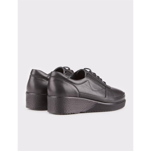 Genuine Leather Black Women's Comfort Casual Shoes