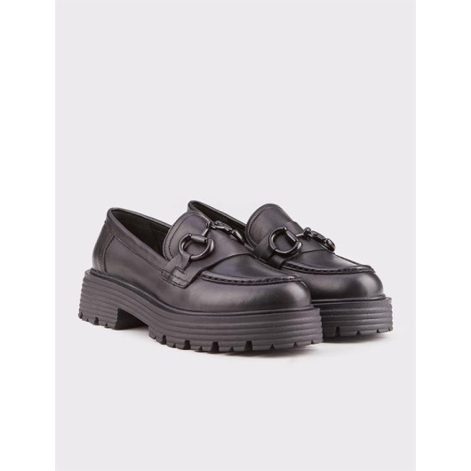 Genuine Leather Black Women's Flat Casual Shoes