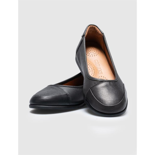 Genuine Leather Black Women's Espardil Casual Shoes
