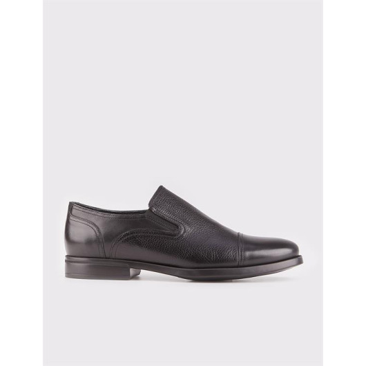 حذاء رجالي رسمي جلد طبيعي أسود بتصميم مميز
