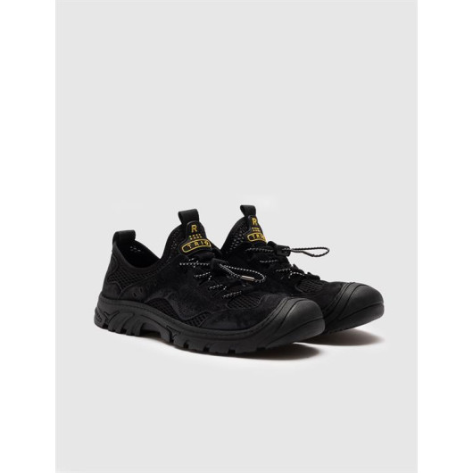 Genuine Leather Black Suede Men's Sports Shoes