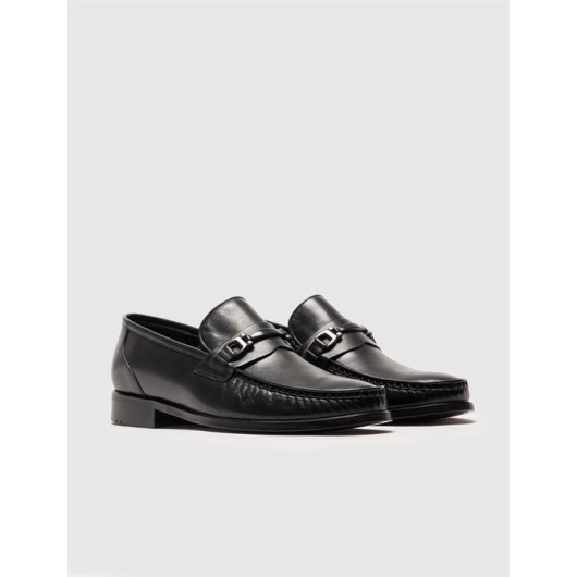 Genuine Leather Black Buckle Men's Classic Shoes