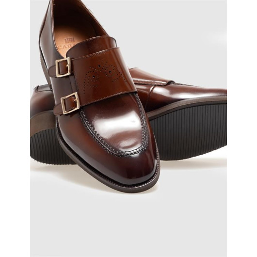 Genuine Leather Toning Double Buckle Men's Classic Shoes