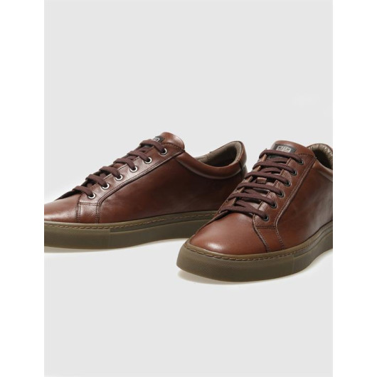 Genuine Leather Tab Laced Men's Sneaker