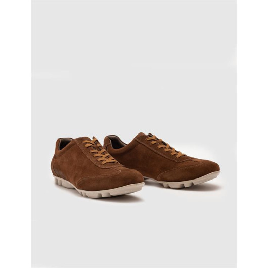 Genuine Leather Tan Suede Laced Men's Casual Shoes