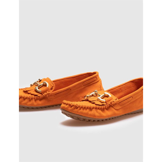 Genuine Leather Orange Suede Women's Casual Shoes