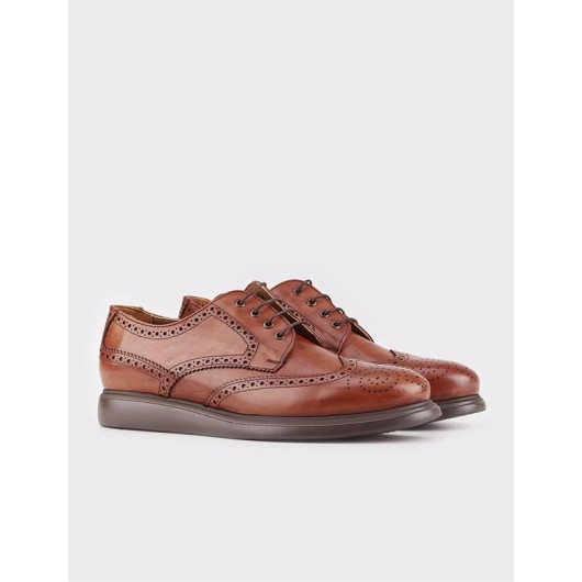 Gel-Based Genuine Leather Plate Lace-Up Men's Casual Shoes