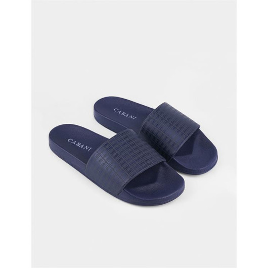 Rubber Sole Navy Blue Men's Slippers
