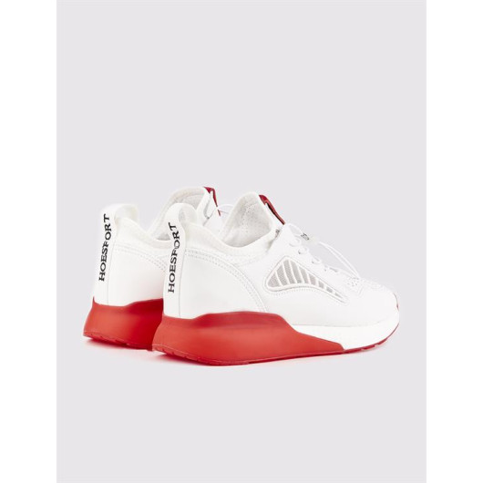 Red Sole White Men's Sports Shoes