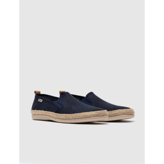 Navy Blue Straw Detailed Men's Casual Shoes