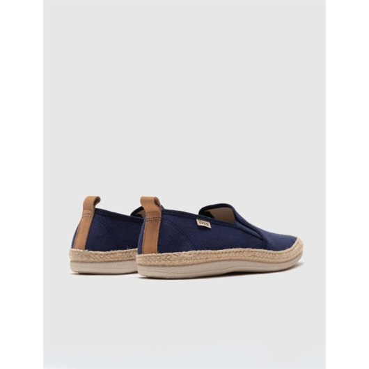Navy Blue Straw Detailed Men's Casual Shoes