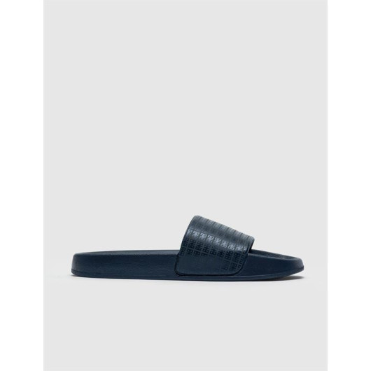 Navy Blue Rubber Sole Men's Slippers