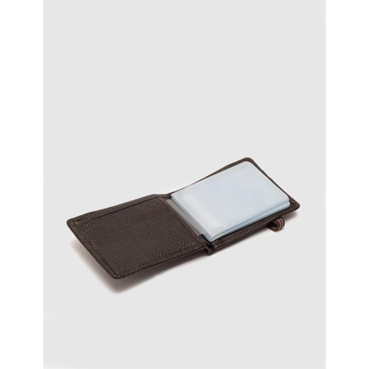Rubber Detailed Genuine Leather Brown Men's Wallet