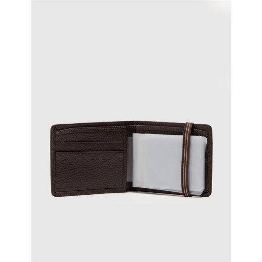 Rubber Detailed Genuine Leather Brown Men's Wallet