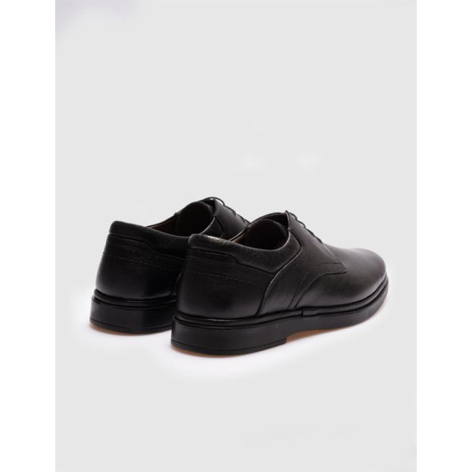 Leather Lined Genuine Leather Black Lace-Up Men's Casual Shoes